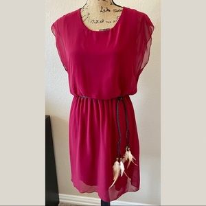 ENFOCUS STUDIO : Deep Red Flutter Sleeve Dress